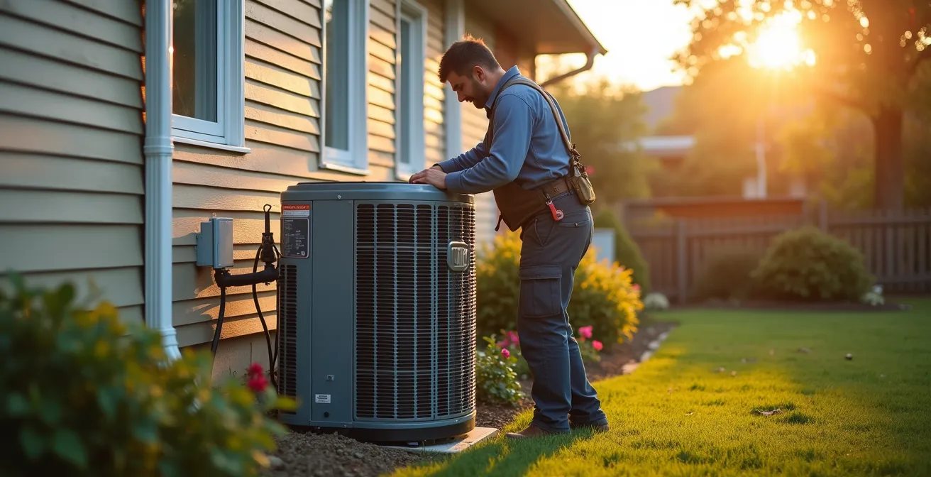 Strategic heat pump placement preserving garden space in a Quebec home