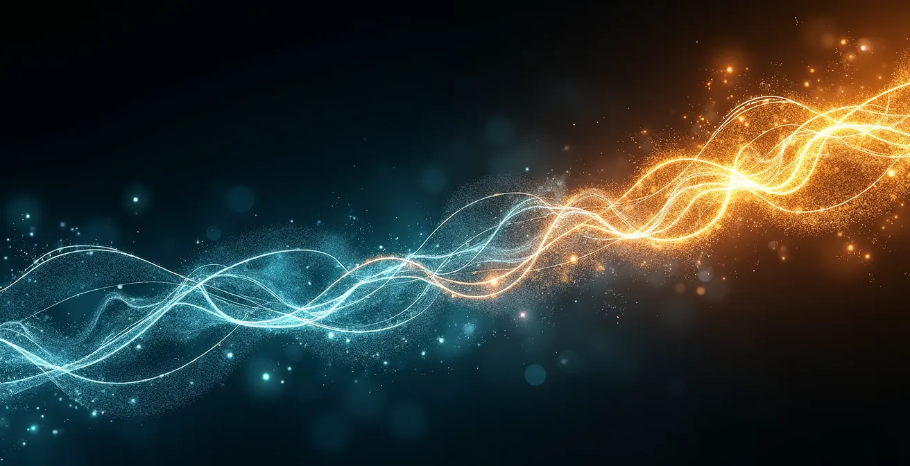 Symbolic representation of clean Quebec hydroelectric energy flowing to suburban homes